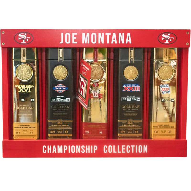 Gold Bar Joe Montana Championship Collection American Whiskey Box Set 750ml 5-Pack