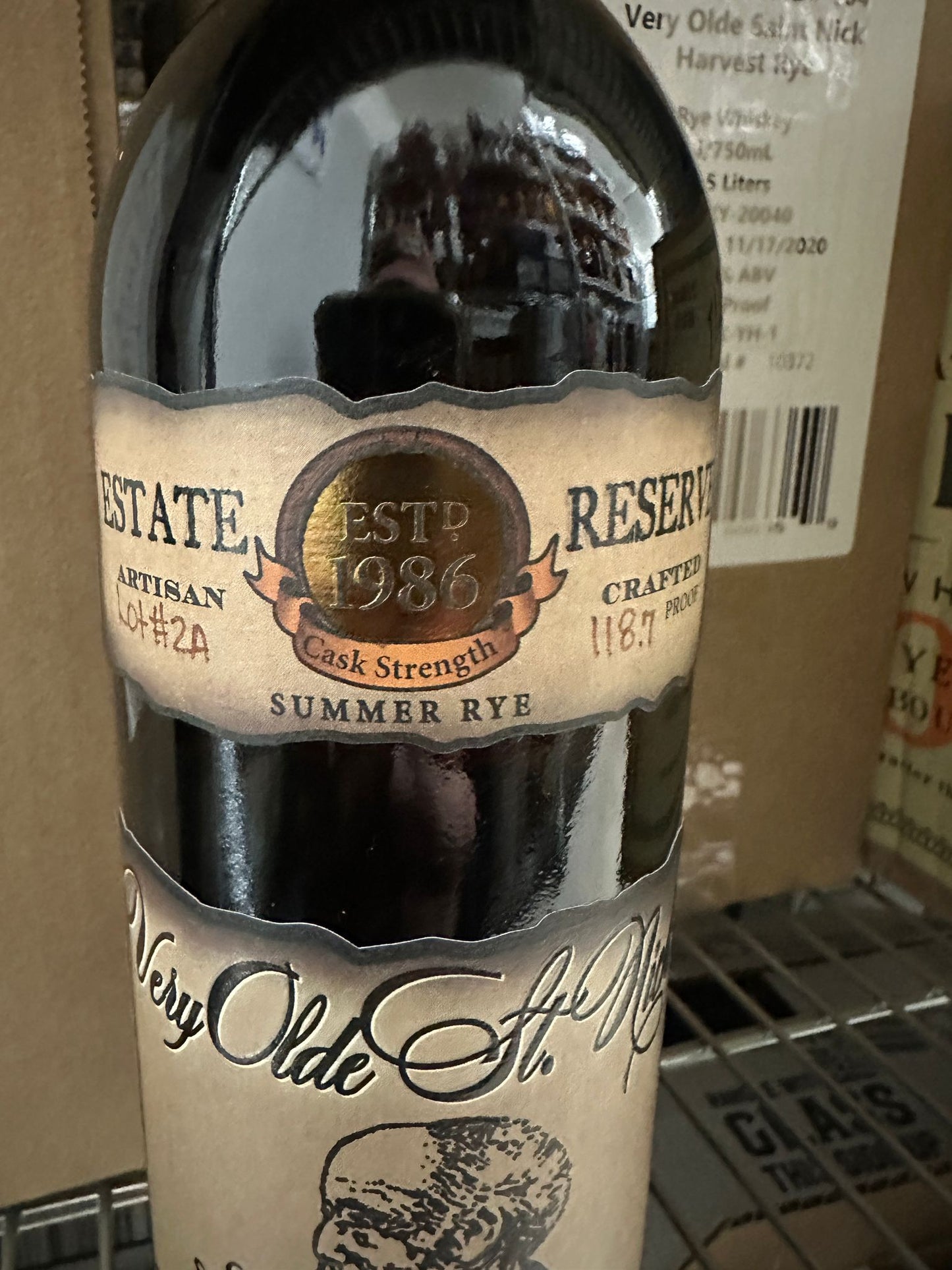 Very Olde St. Nick Estate Reserve Lot #2A Cask Strength Summer Rye Whiskey 750ml
