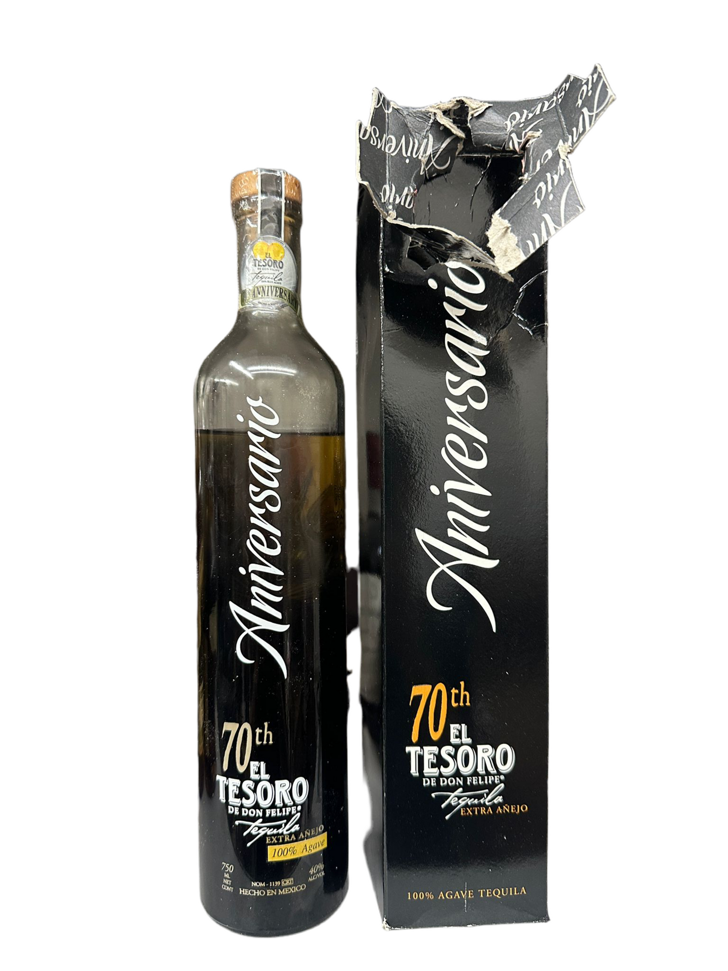 El Tesoro 70th Anniversario Extra Anejo Tequila DAMAGED Bottle 750ml