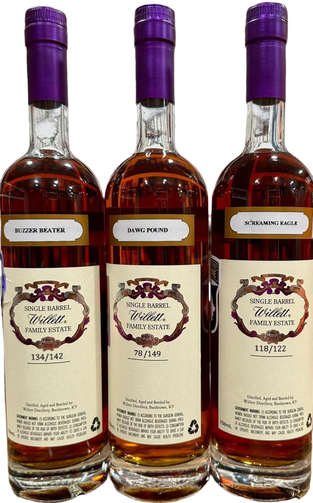 Willett Family Estate Kentucky Straight Bourbon Whiskey 750ml Bundle 3-Pack