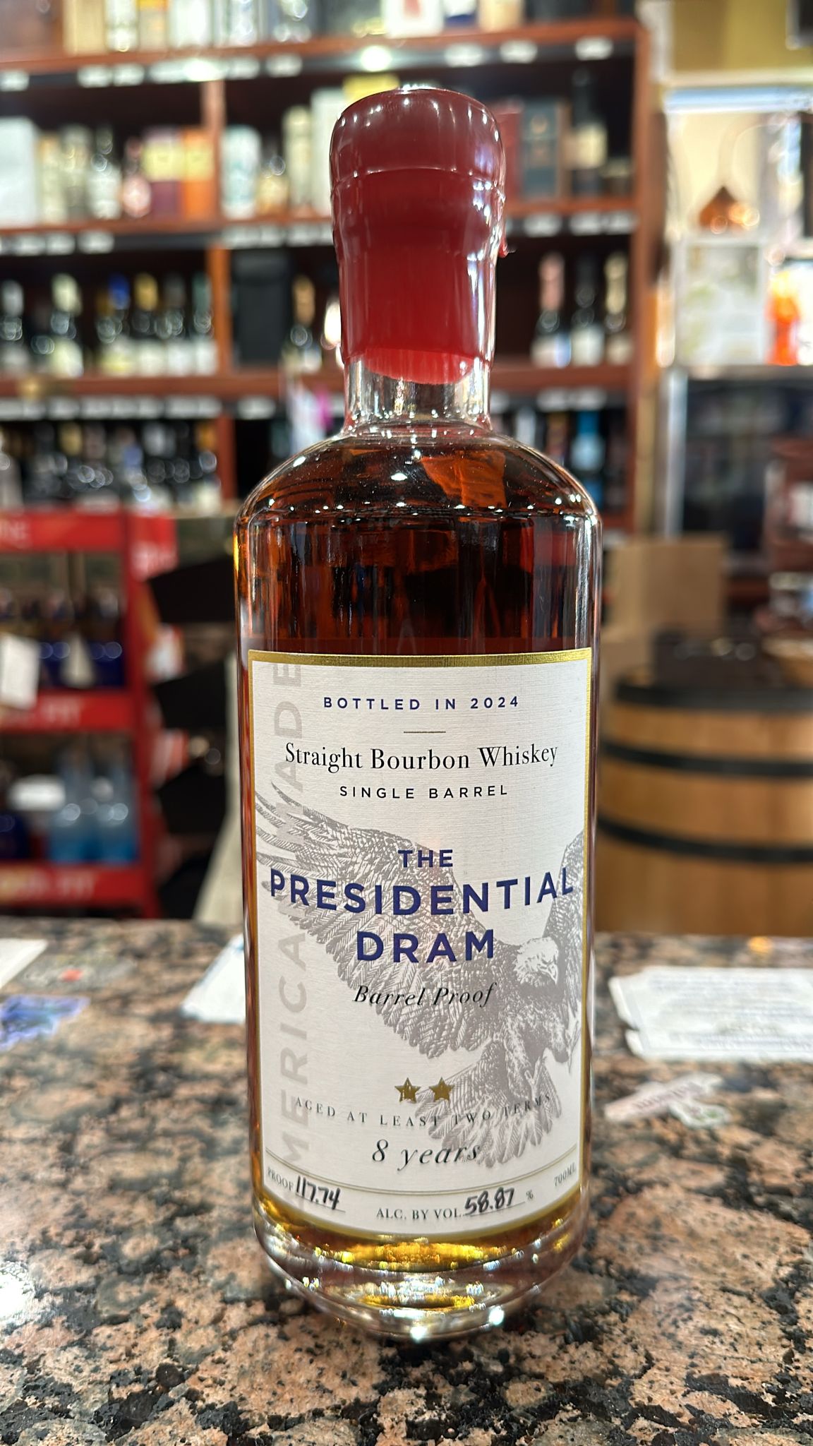 Presidential Dram 8 Year Single Barrel Straight Bourbon Whiskey 700ml