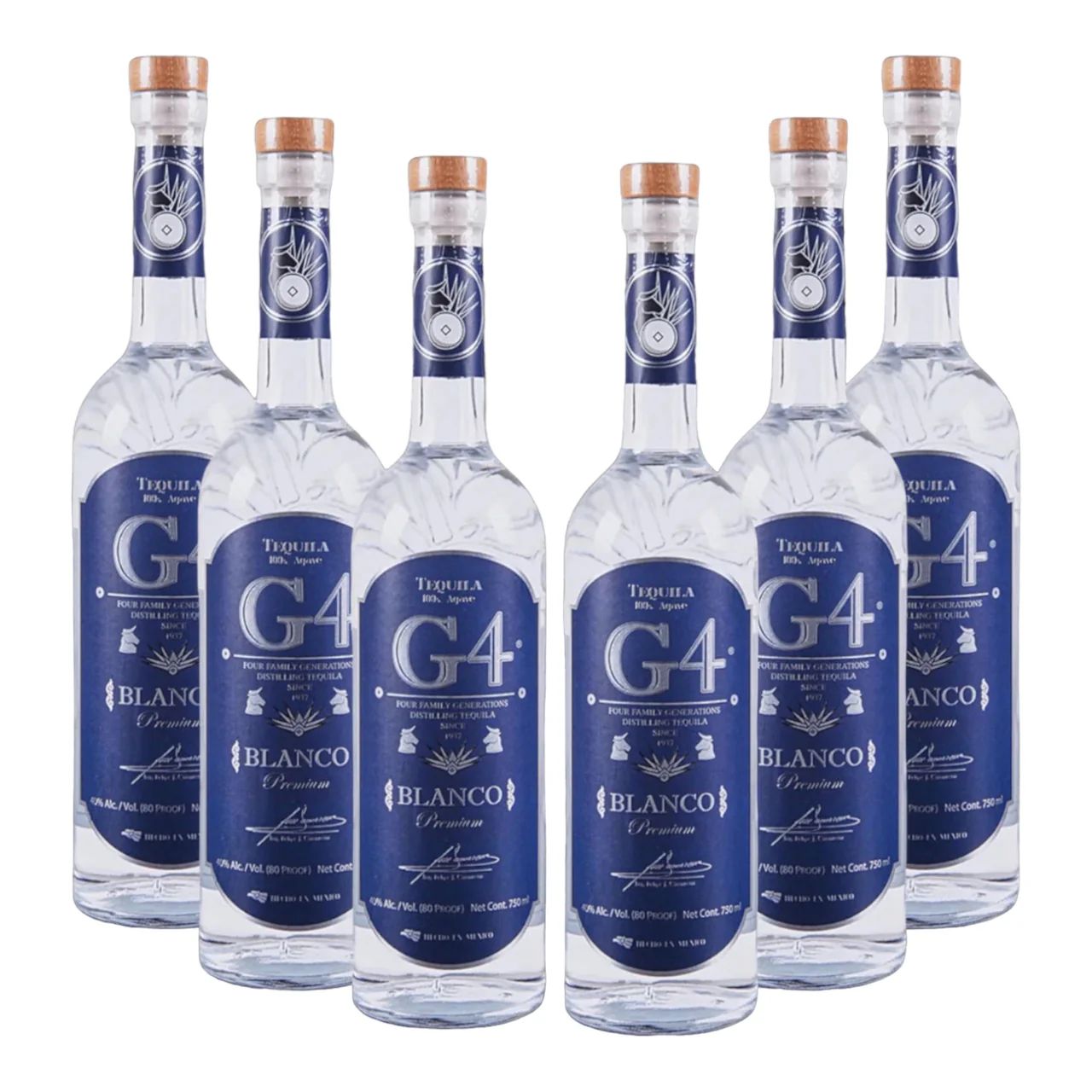 G4 80 Proof Blanco Tequila 750ml 6 Bottles Bundle Pack