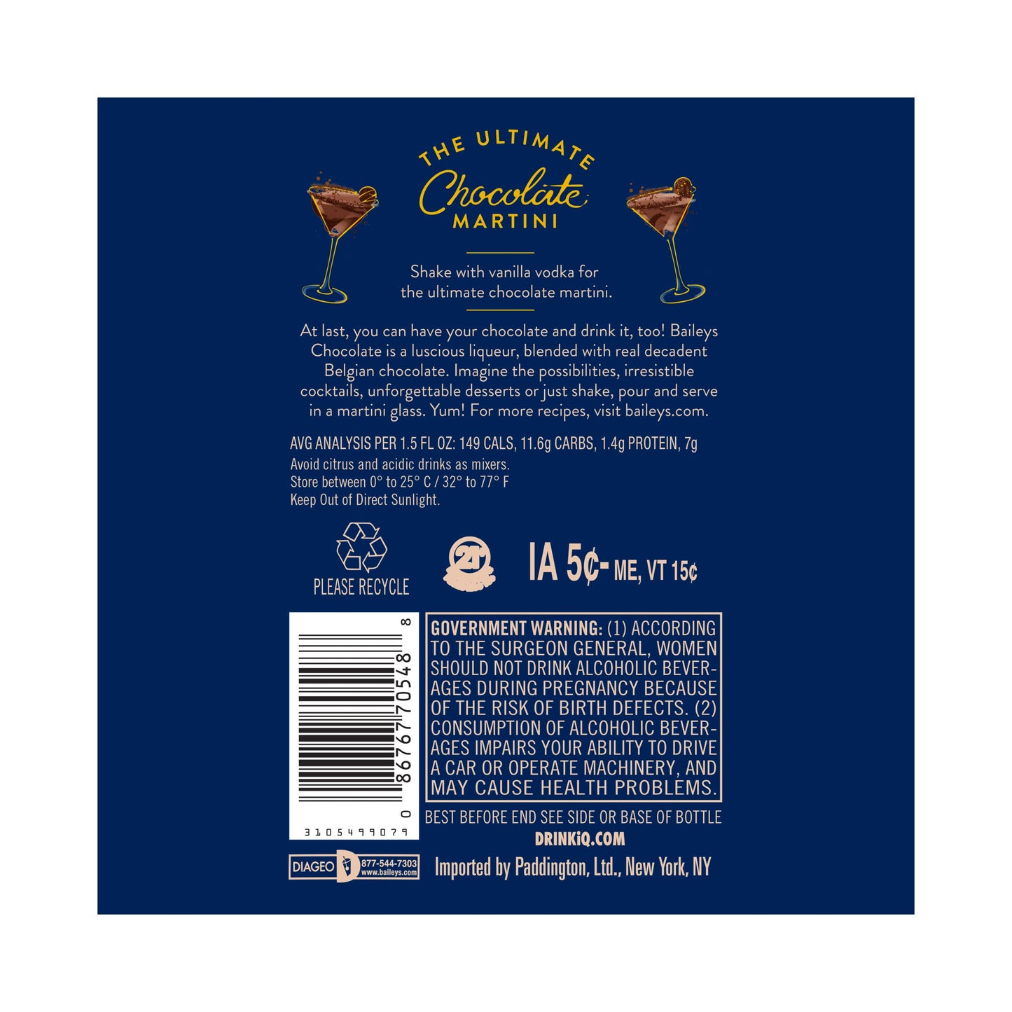 Baileys Chocolate Irish Cream Liqueur 750ml