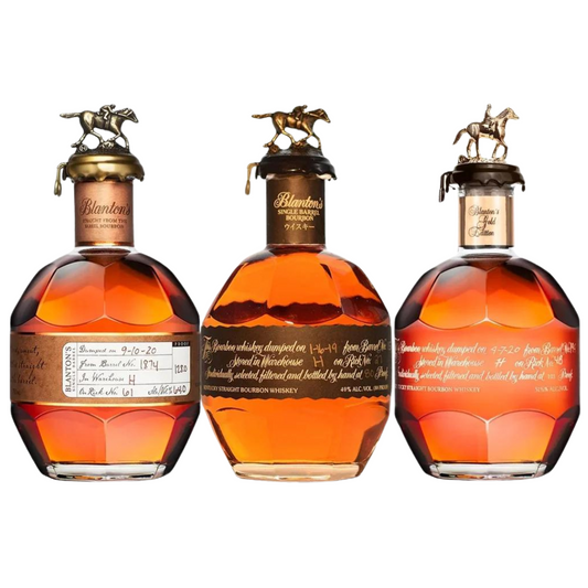 Blanton's Straight from the Barrel, Black Label and Gold Edition Bundle 750ml 3-Pack