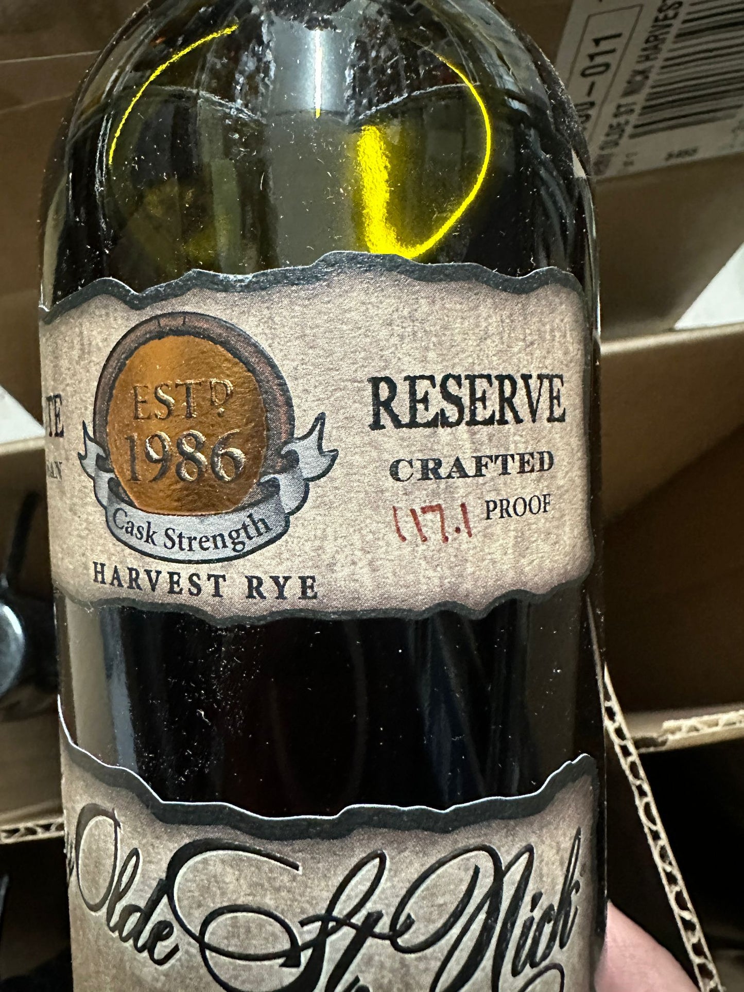 Very Olde St. Nick Estate Reserve Harvest Cask Strength Rye Whiskey 750ml