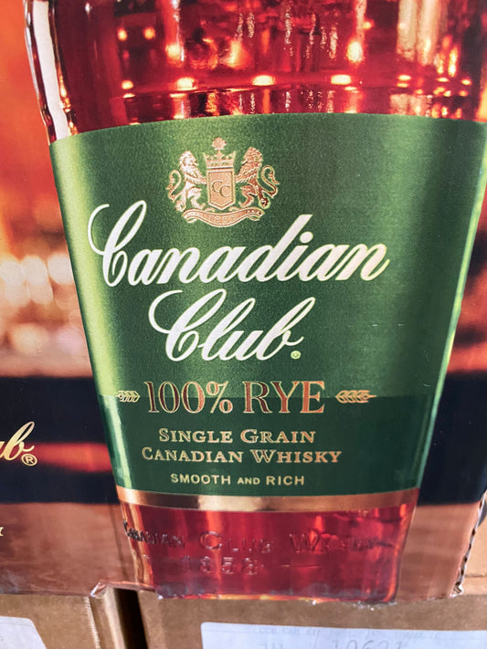 Canadian Club 100% Rye Single Grain Whiskey Older Style Bottling 750ml