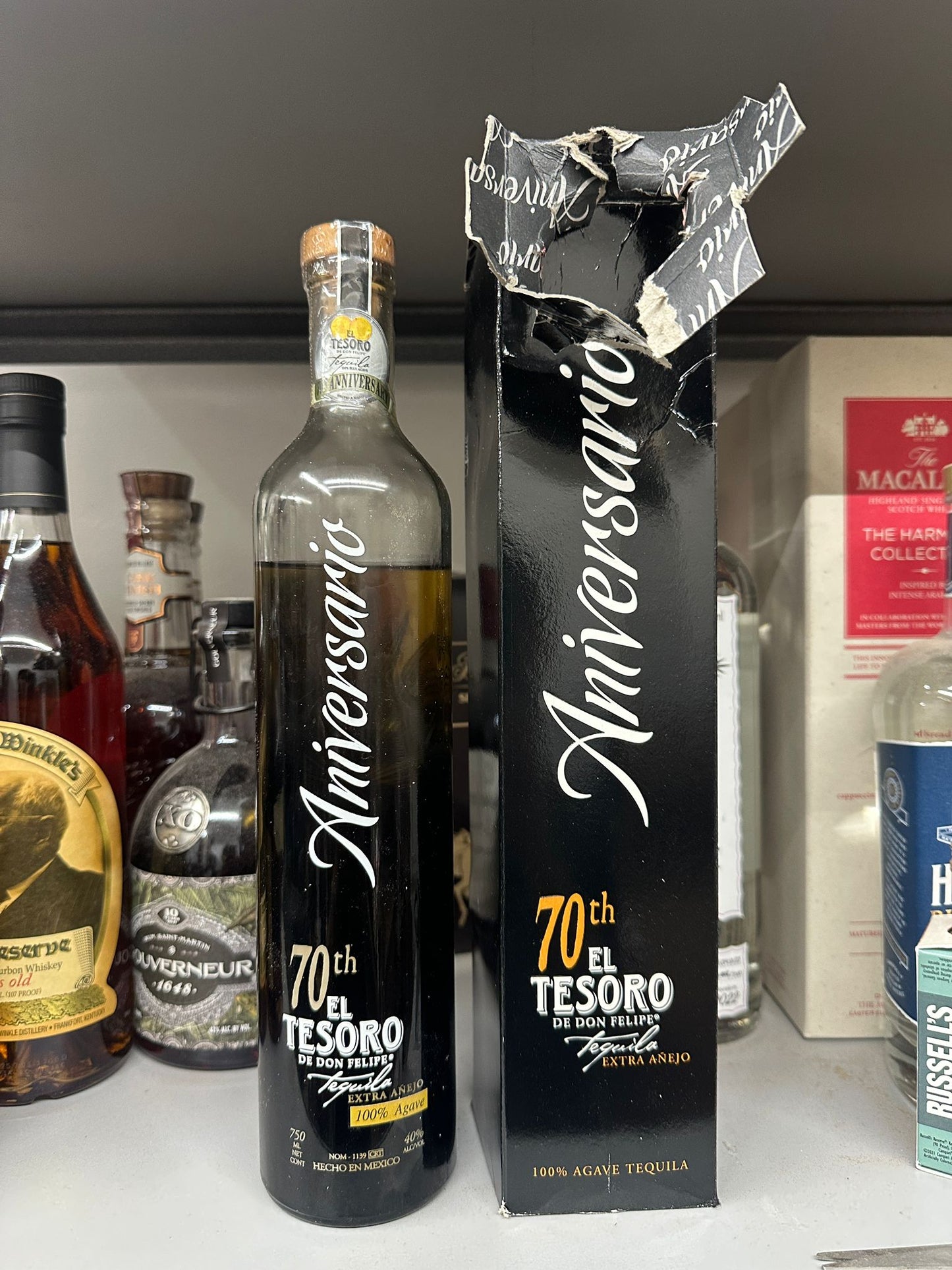 El Tesoro 70th Anniversario Extra Anejo Tequila DAMAGED Bottle 750ml