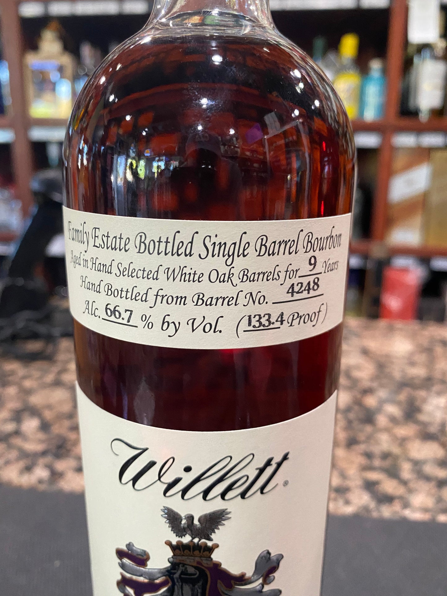 Willett 9 Year Old Family Estate Single Barrel Bourbon Whiskey Barrel #4248 750ml