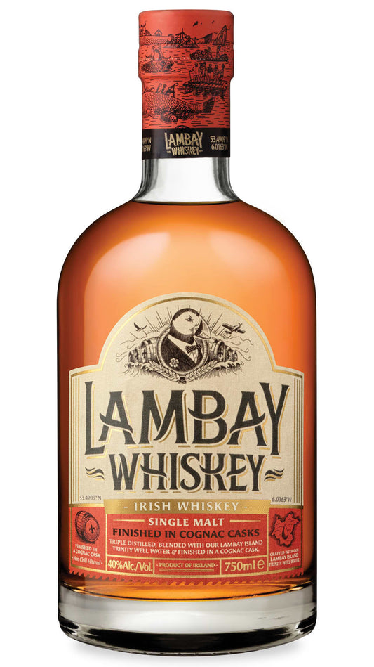 LAMBAY WHISKEY IRISH SINGLE MALT COGNAC CASKS 750ML